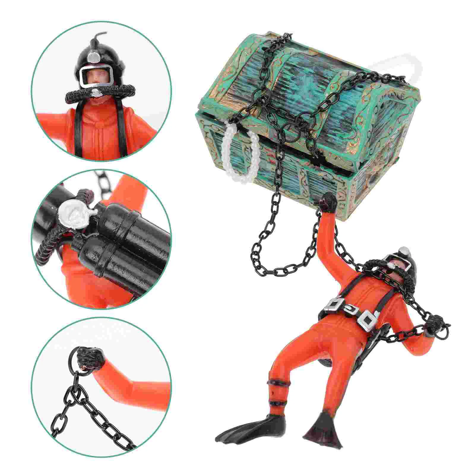 

Fish Tank Ornament Aquarium Treasure Chest Diver Decor Fish Tank Landscape Decor