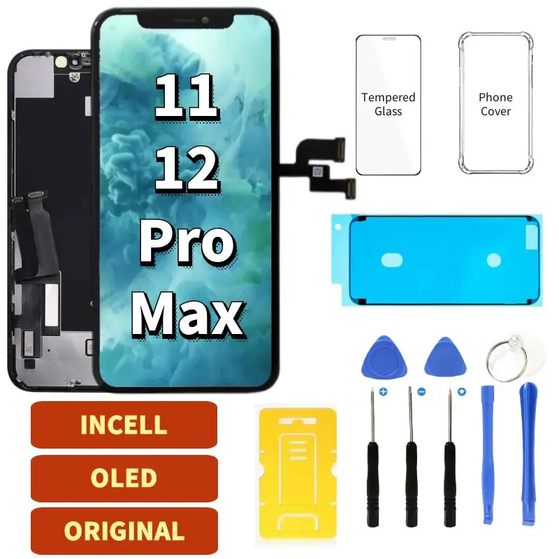 

100% OLED для iPhone 11 12 Pro Max LCD дисплей 3D сенсорный экран дигитайзер сборка Замена полная Pantalla X XS XR INCELL