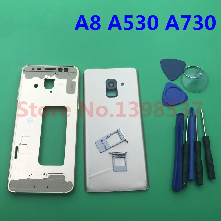 

new Full Housing Case Back Cover Battery Cover with Camera lens+Middle Frame For Samsung Galaxy A8 2018 A530 A8+plus A730