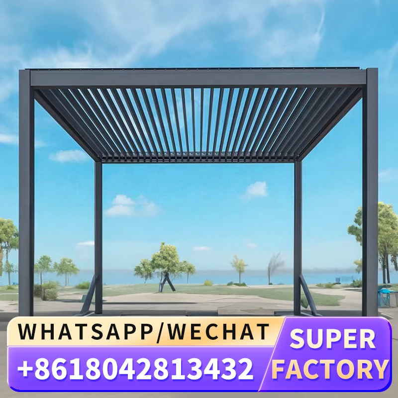 Беседка алюминиевая биоклиматическая беседка 4x3 моторизованная Жалюзийная