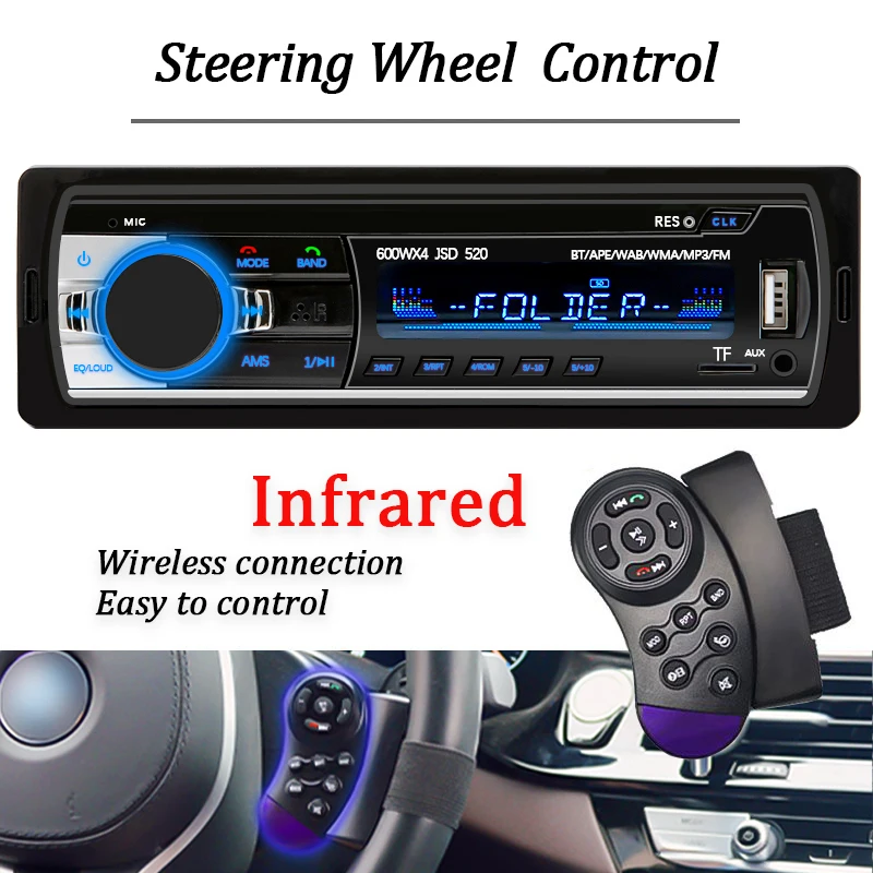 Автомагнитола 1 din стерео Мультимедийный mp3-плеер цифровой Bluetooth FM ISO Power Aux вход USB
