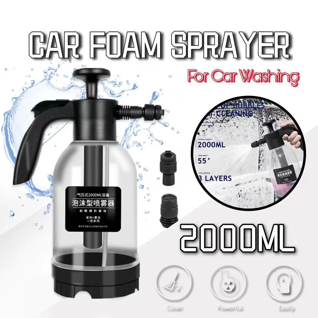 2000ML Hand Pump Foam Wash Car Spray Bottle High Pressure Water Gun Spray Manual Air Pressure Water Jet For Garden Car Wash