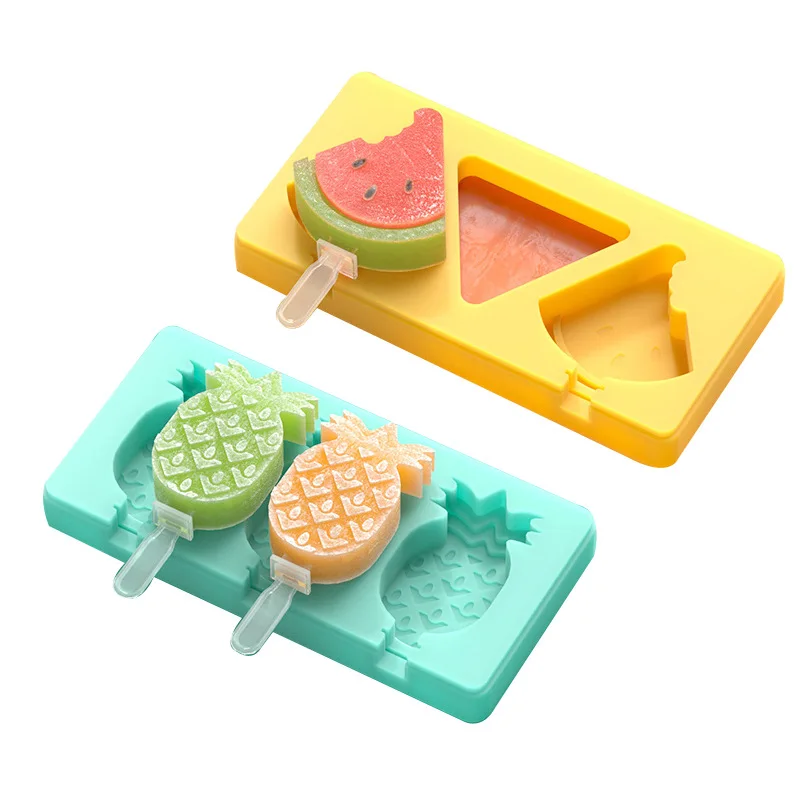 

Diy Ice Cream Silicone Mold with Lid Watermelon Pineapple Shaped Popsicle Mold Handmade Ice Cream Ice Cube Tray Popsicle Mould
