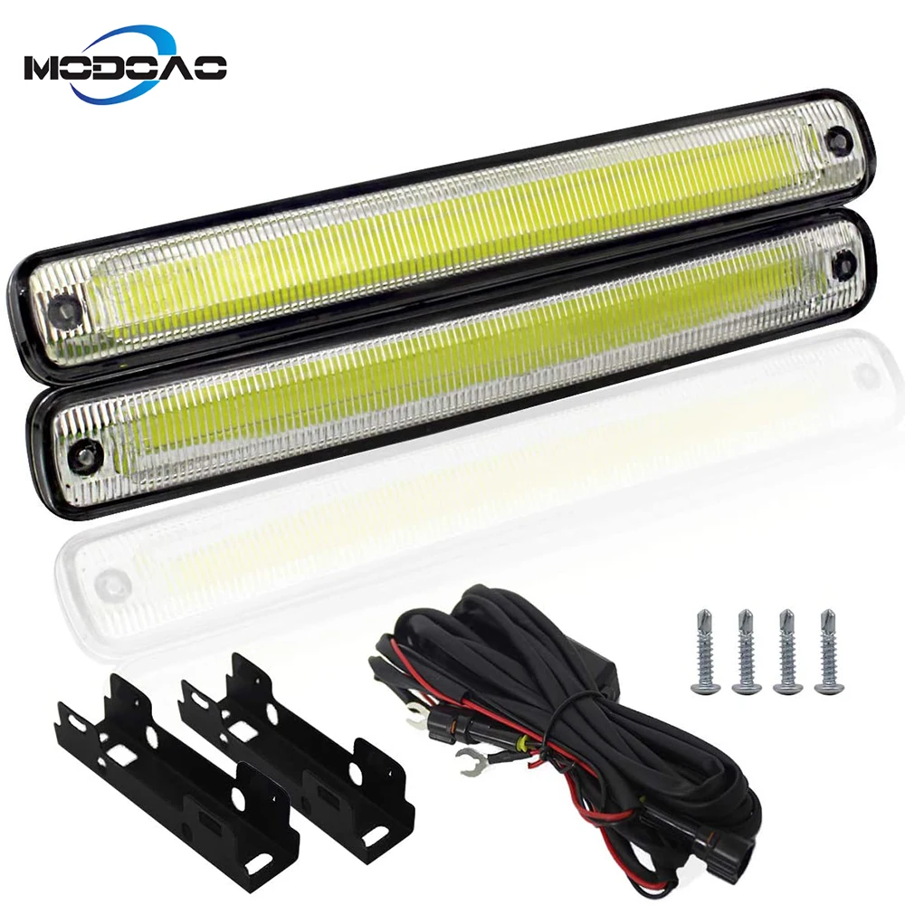 

2pcs COB 12V Waterproof Daytime Running Light Car Auto DRL Fog Light Signal Daytime Running Lamps E4 Car Daylight Strip Lamp