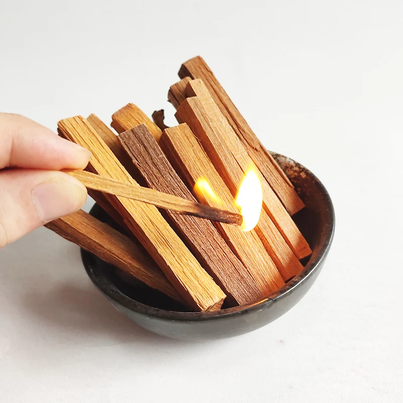 Y 50g/100g Natural Sandalwood Sticks Incense Hand Split Wood Strips for Burner Purifying Healing Meditation Bulk Home Fragrance