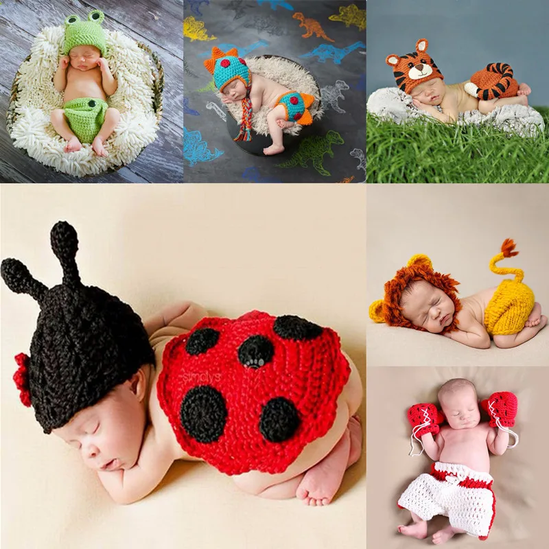 

Crochet Knit Baby Costume Infant Photo Shoot Clothes Newborn Photography Props Accessories 19 Styles Optional