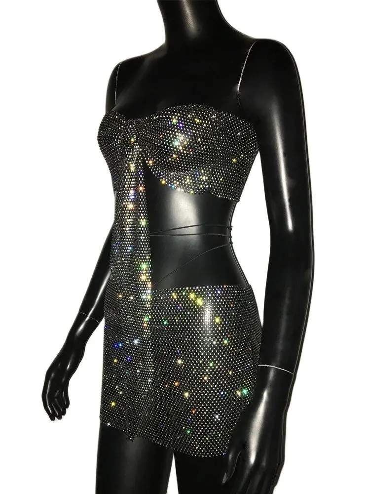 AKYZO Женский комплект бикини из 2 предметов с блестками и открытой спиной