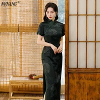 nvnang chinese cheongsam womens fashion show style retro hand caught pattern cheongsam elegant sexy dress c2125