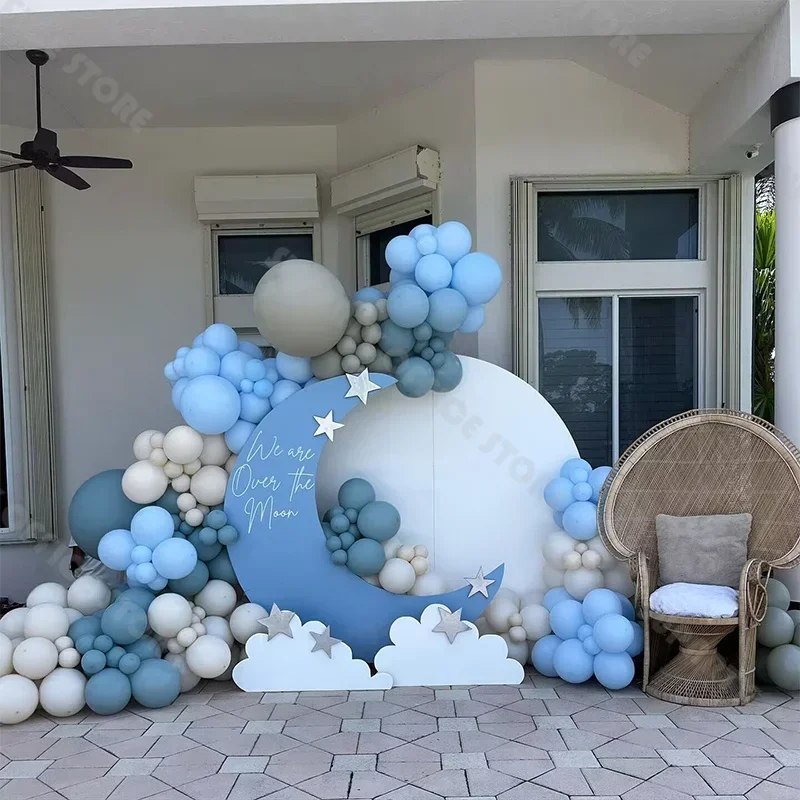 

152pcs Matte Blue and White Balloon Arch Set for Special Festivals or Baby Birthday Party Outdoor Background Decoration
