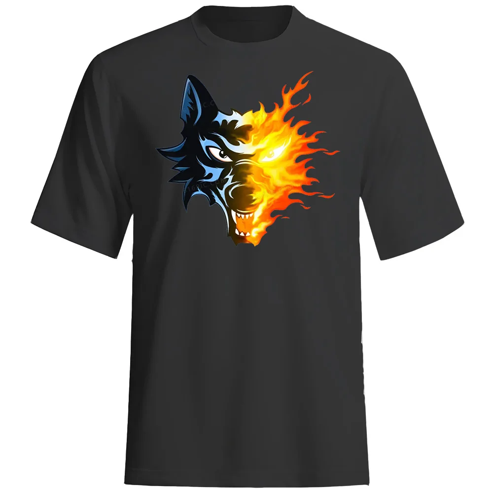 

Summer fashion leisure sports outdoor street 2D printed Wolf adult crewneck short sleeve large size men's T-shirt quick dry