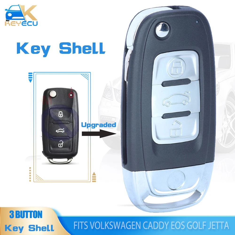 

KEYECU 3 кнопки для VW/VOLKSWAGEN Caddy Eos Golf Jetta Beetle Polo модифицированный складной дистанционный ключ оболочка