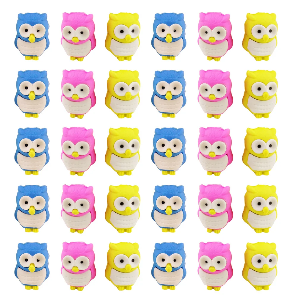 

30 Pcs Accessories Kids Stationary Owl Shape Toys Fine Creative Erasers Rubber Stationery Trendy Erasing Tools Child