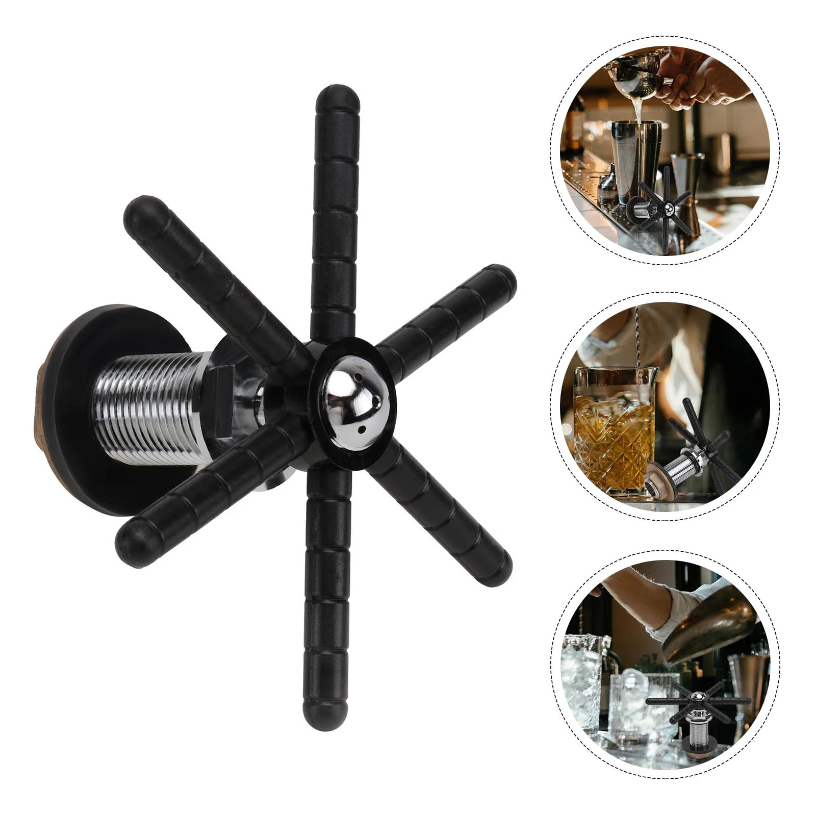 

1pc Stainless Steel Bar Cup Washer Head Rinser Bottle Rinser (Black)