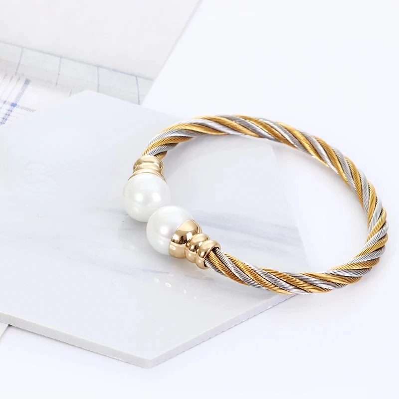 Браслет из нержавеющей стали Женский открытый скрученный проволочный ювелирный