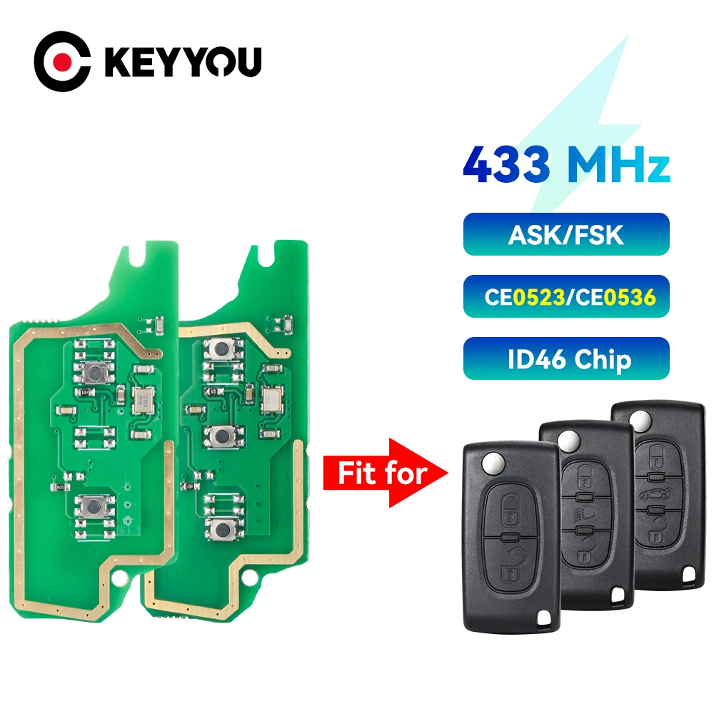 KEYYOU ASK/FSK Remote Key Electronic Circuit Board For Peugeot 407 307 308 607 Citroen C2 C3 C4 C5 2 3 BT CE0523 Ce0536 |