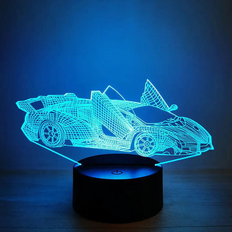 New Car 3D Night Light Colorful Touch LED Visual Light Gift Atmosphere Small Table Lamp To Send Gifts
