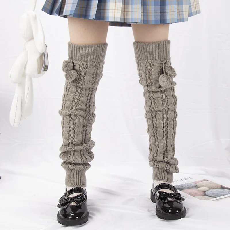 Women White Leg Warmers Lolita Socks Gothic Hand Winter Fashion Leggings Japanese Knit Sock Legs Cover Girls Cosplay Accessories