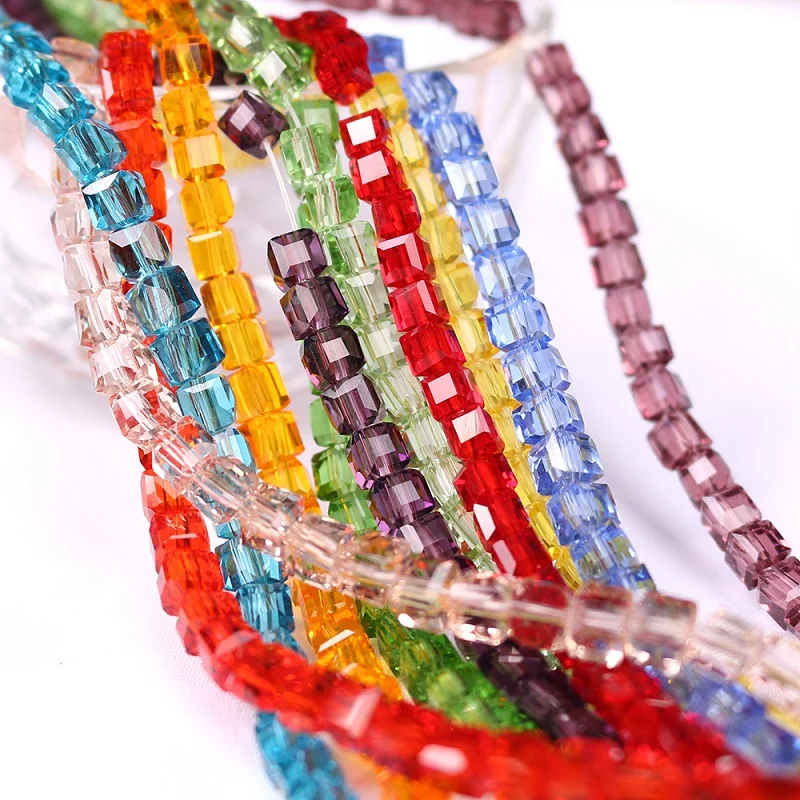 

Austrian Glass Square Beads Green 2/3/4/6/8/10MM Loose Spacer Cube Beaded Crystal For DIY Making Jewelry Needlework Accessories