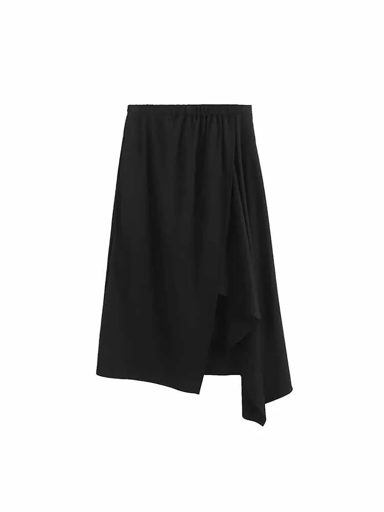 

Женская Асимметричная юбка средней длины, винтажная трапециевидная юбка с запахом и высокой эластичной талией, 2023