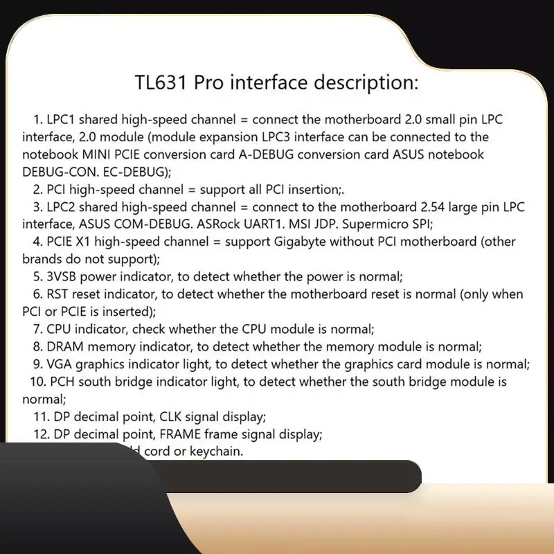 Фото Диагностическая карта TL631 Pro + карта расширения Диагностическая карта PCI PCI-E Mini PCI-E Многофункциональная материнская плата-T44C №1