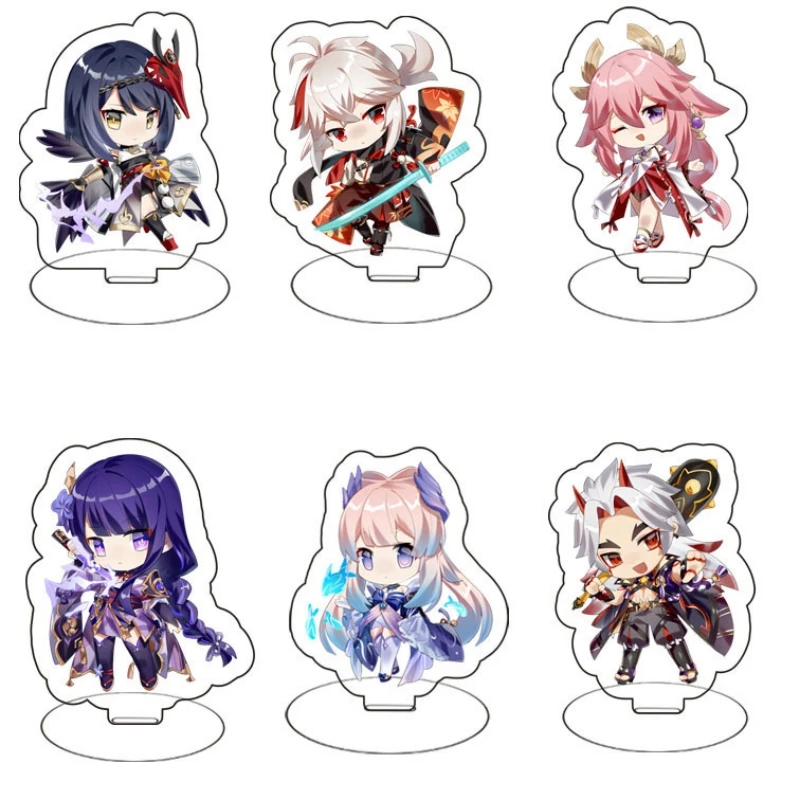 10 см мультфильмы Raiden Shogun Shenhe Charlotte Furina Nahida косплей костюм фигурка бейдж-подставка