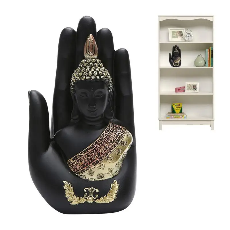 

Black Buddha Statue Decorative Small Buddha Figurines Resin Buddha Crafts Buddha Palm Creates Meditative Atmosphere Home Car