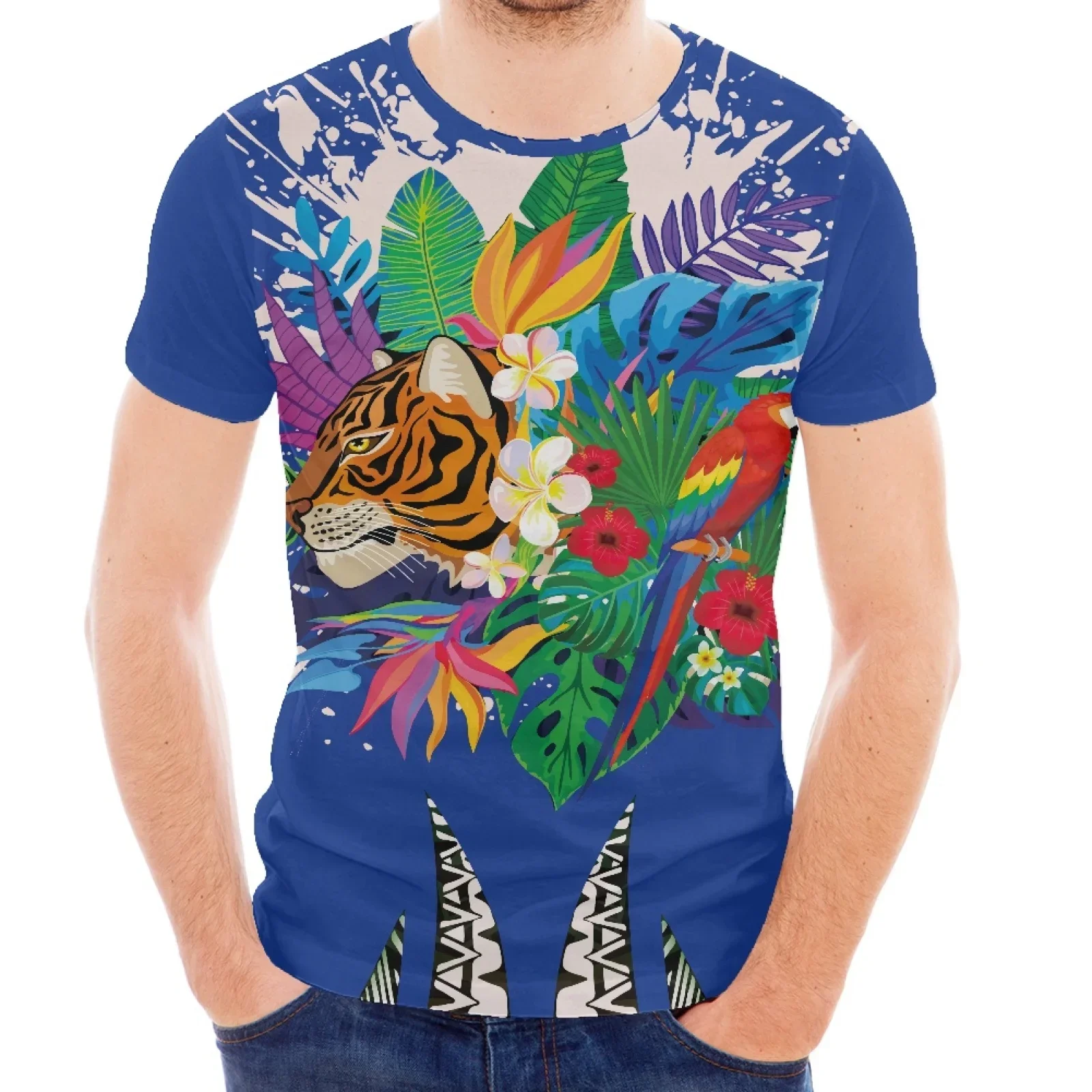 Мужская футболка с коротким рукавом и круглым вырезом принтом