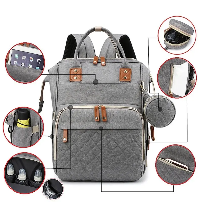 Travel Diaper Bag Backpack for Baby ,Multifunctional Waterproof Portable Baby Bag,Large Capacity Baby Changing Bag