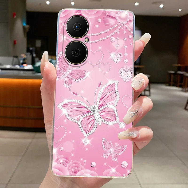 Фото Чехол для Huawei Nova Y73, новый дизайн, роскошный модный чехол с бабочками и цветами для Huawei NovaY73 Nova Y 73, прозрачный мягкий чехол для телефона №4