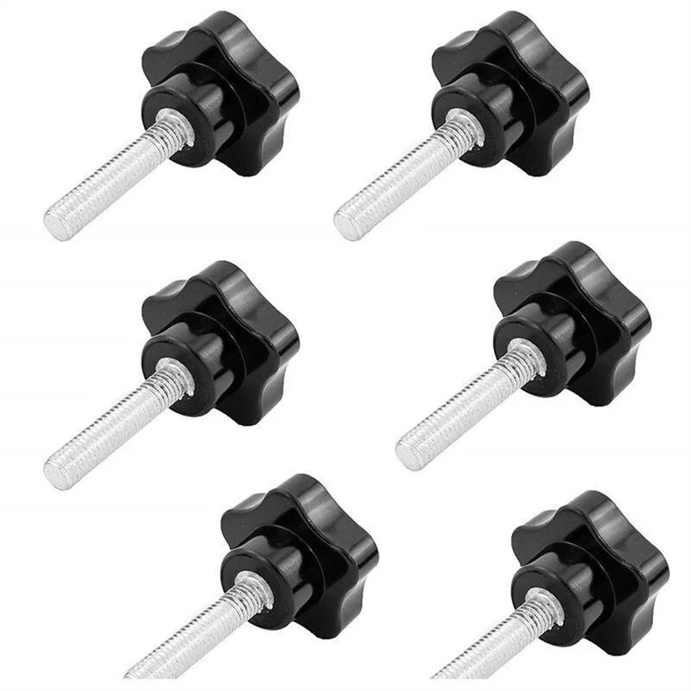 

6PCS M8 40mm Thread Replace Star Handle Knob Tighten Screw Black For Lathe Mechanical Tool Equipment Food Industrial Equipment