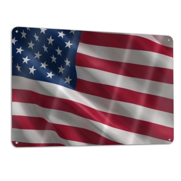 

Retro Tin Sign Vintage Metal Sign American Flag Wall Poster Plaque for Home Kitchen Bar Coffee Shop 8x12 Inch