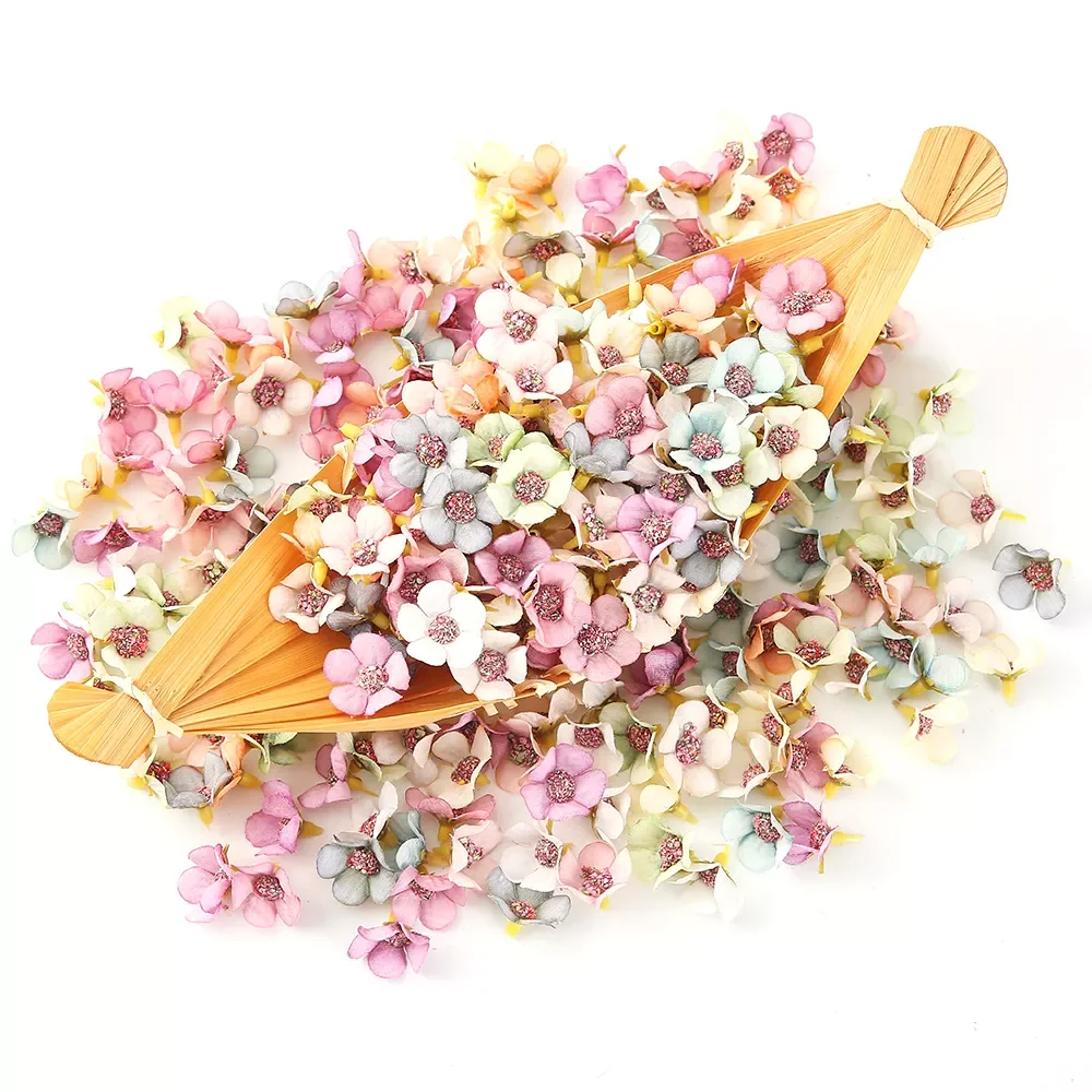 

50/100Pcs 2cm Small Silk Multicolor Fake Flower Crown Daisy Artificial Flowers Head For Wreath DIY Craft Home Wedding Decoration