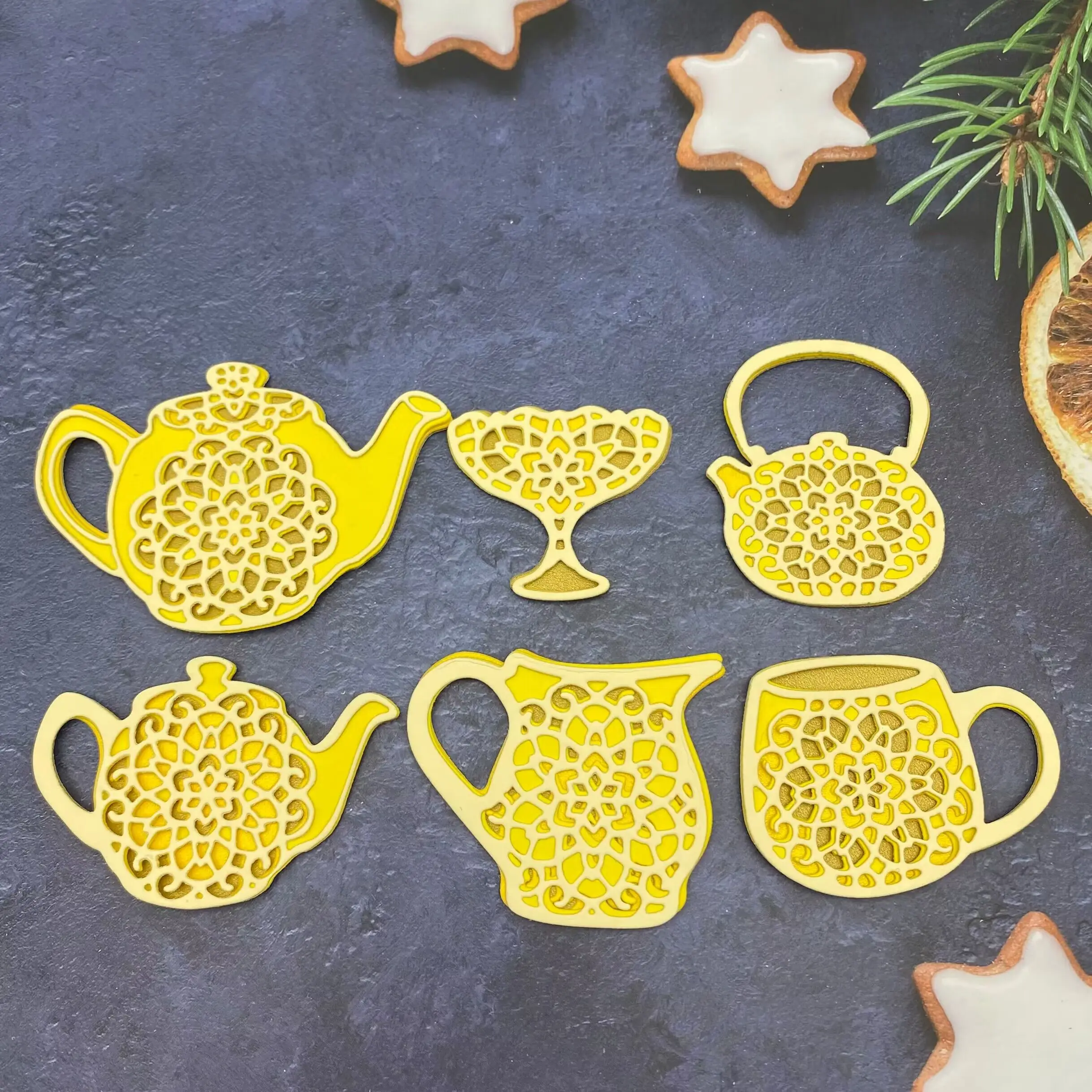 Multi-layered Teapot Tea Cup Jug Vase 3D Metal Cutting Dies Stencil Template Scrapbooking Paper Card Craft DIY 2023 New Arrivals
