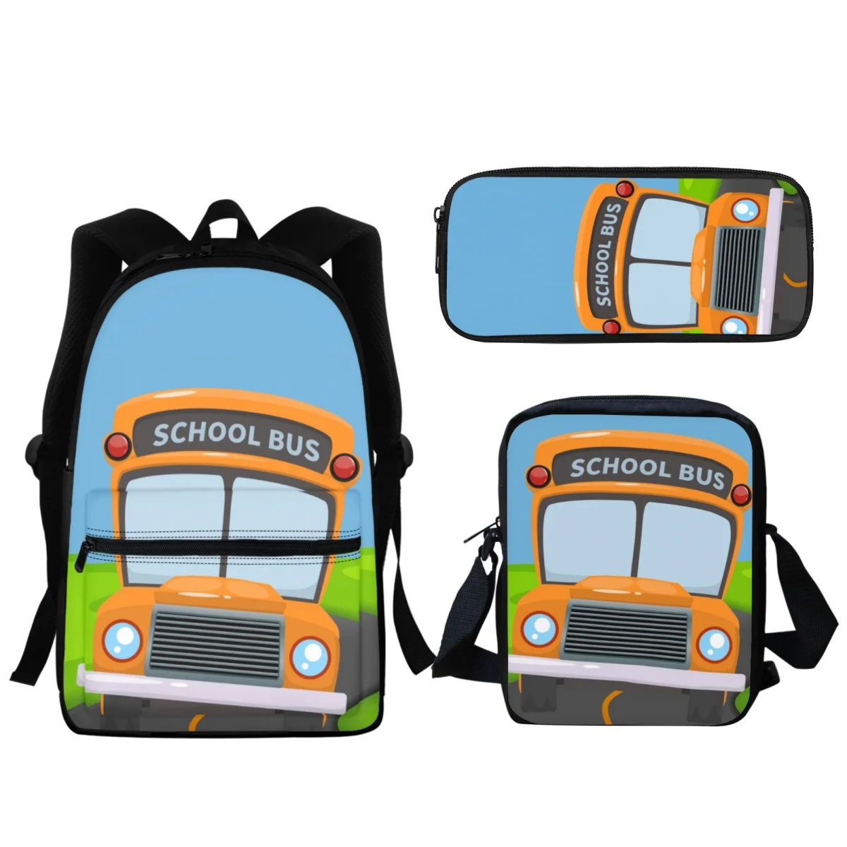 Cartoon School Bus Design Student Backpack Cute Boys Girls Children Fashion Zipper Bookbags Large Capacity Travel Computer Bag