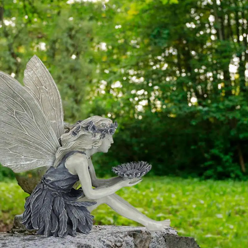 

Wonderland Flower Fairy Statue Garden Decoration Angel Sitting Angel Girl Ornament A4z5 Deco Resin Figurines Outdoor Wing S P8r7