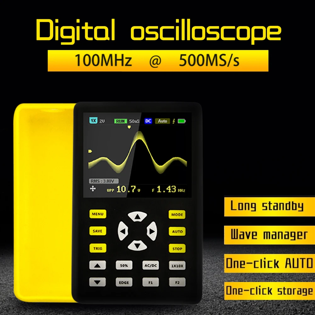

New 2.4-inch 500MS/s Screen Digital Oscilloscope Signal Generator with 100MHz Bandwidth Sampling Rate