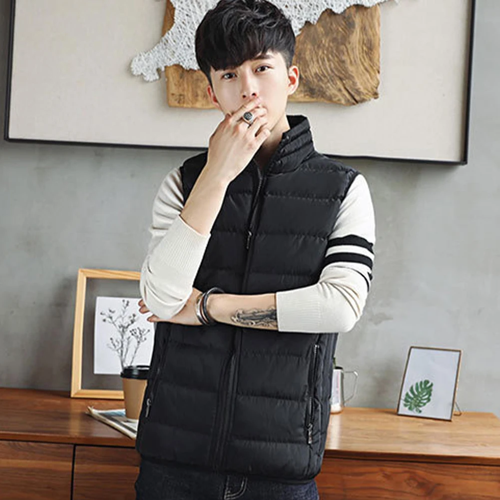 Men's Autumn Winter Warm Down Quilted Vest Body Sleeveless Padded Jacket Coat Outwear Regular Jacket L-4XL