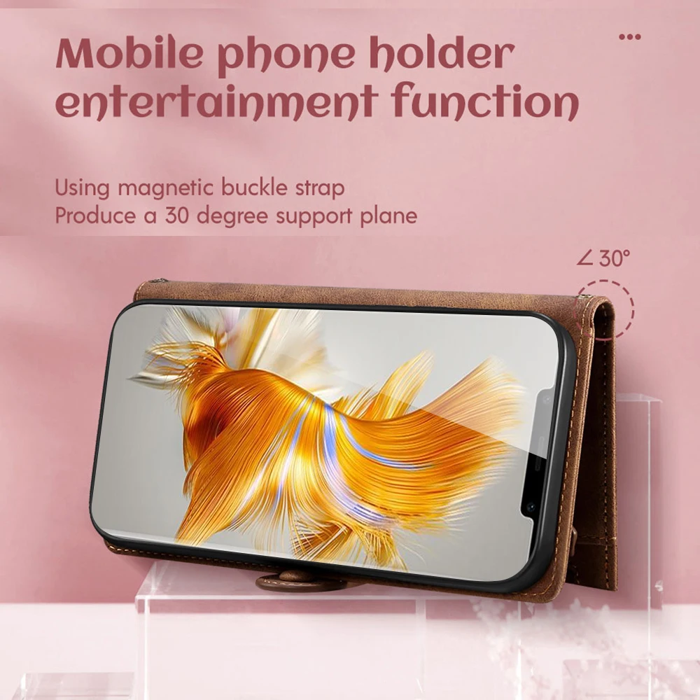 Новинка кожаный флип-чехол с 9 картами на молнии для Huawei Mate 50 Pro чехол-книжка