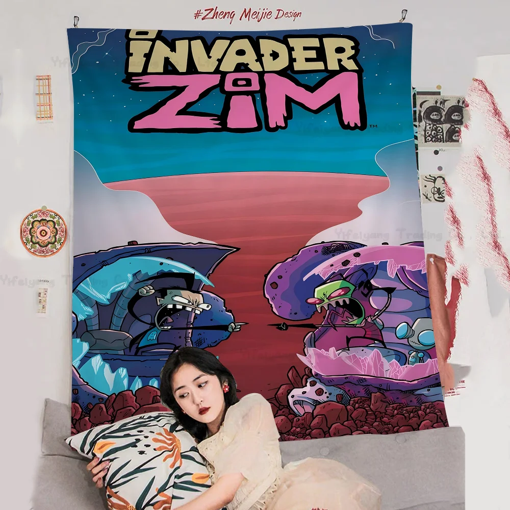 Invader Z-Zim Cartoon DIY Wall Tapestry Art Science Fiction Room Home Decor