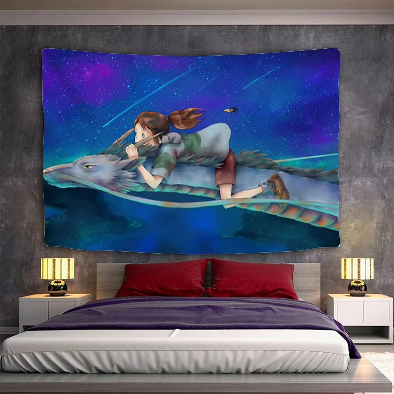 

Wallpaper Tapestry Aesthetic Spirited Away Decoration Bedroom Headboards Home Decor Wall Art Tapestries Room Hanging Decorative