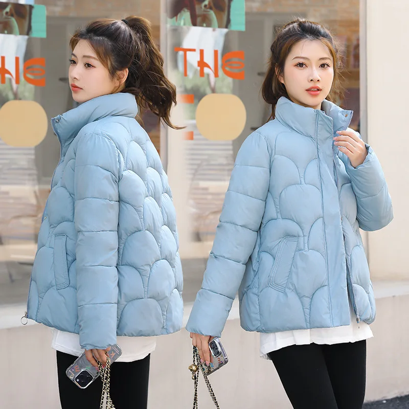 PinkyIsBlack 2023 New Autumn Thick Down Cotton Parkas Women Stand Collar Jacket Winter Coat Casual Basic Short Korean Outwear