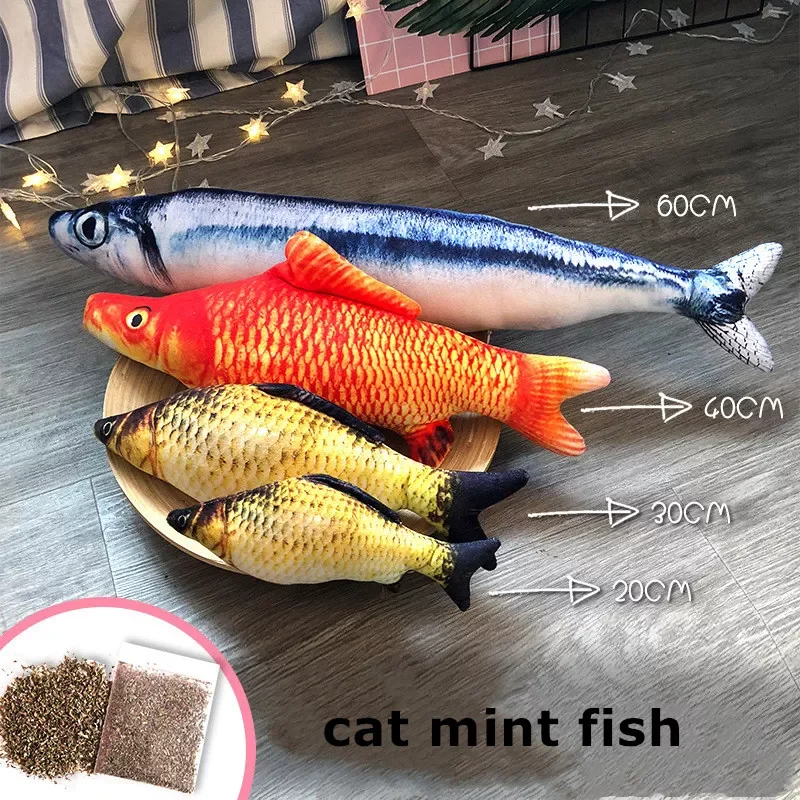 

NEW2022 20/30/40 cm Simulation Fish Plush Cat Dog Toys Stuffed Pillow Plush Toys Funny Pet Animal catnip Toys Christmas Gift