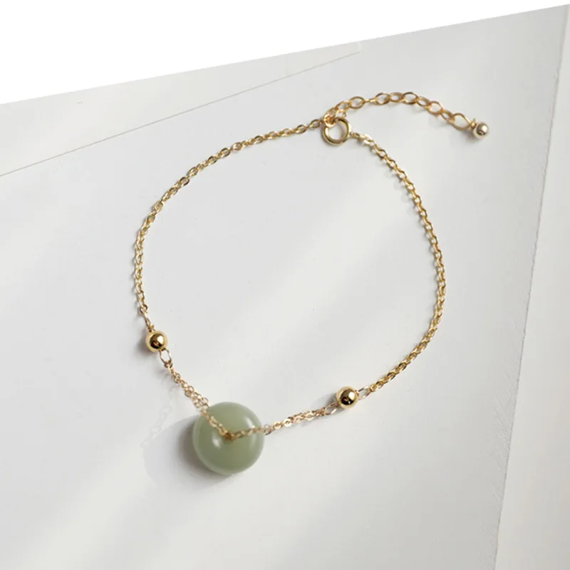 

14k Gold Jewelry 14 K Gold Jewelry Real Gold Jadde Gemstone Bracelet for Women Charm Bracelets Bangles Fine Accessories Gifts