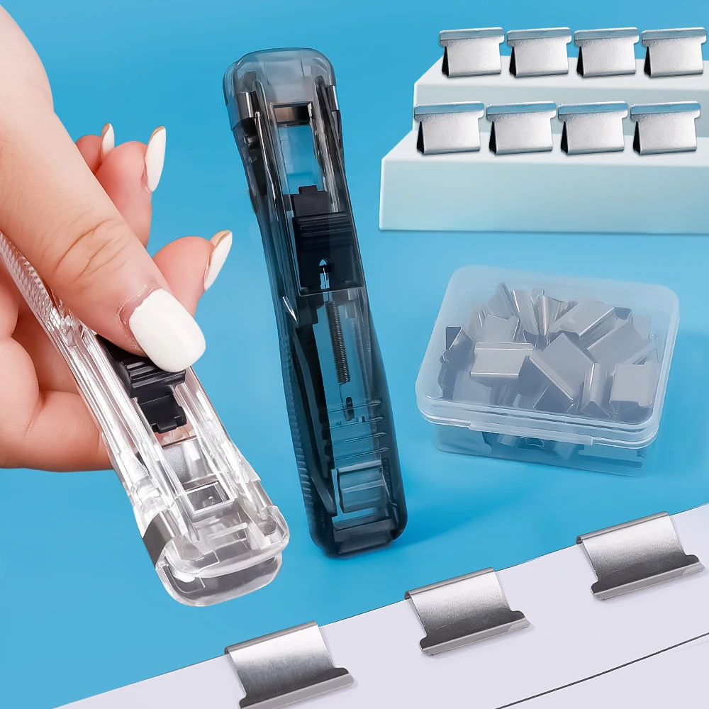 

Portable For Stapler Binding Document Paper Clam Paper Reusable Hand Handheld Refills Stationery Paper Clipper Metal With Clips