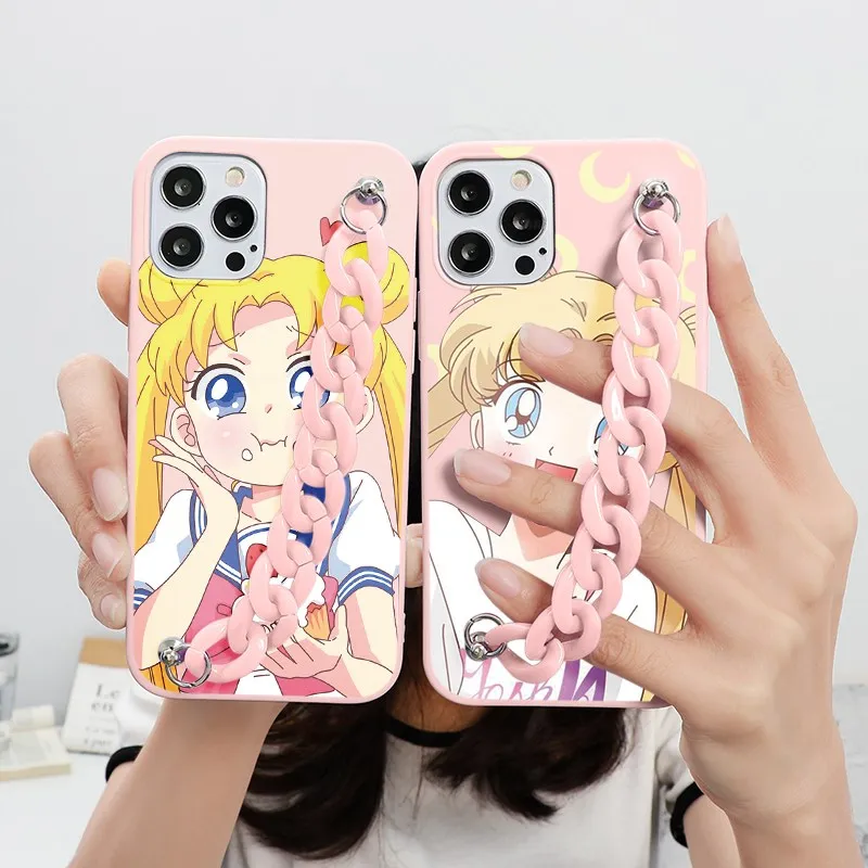 Чехол с цепочкой Сейлор Мун для Huawei Honor 8X 10i 9X 8A Mate 10 20 P30 P20 Pro P40 Lite E P Smart 2021 Y6 Y7 Y9 Prime