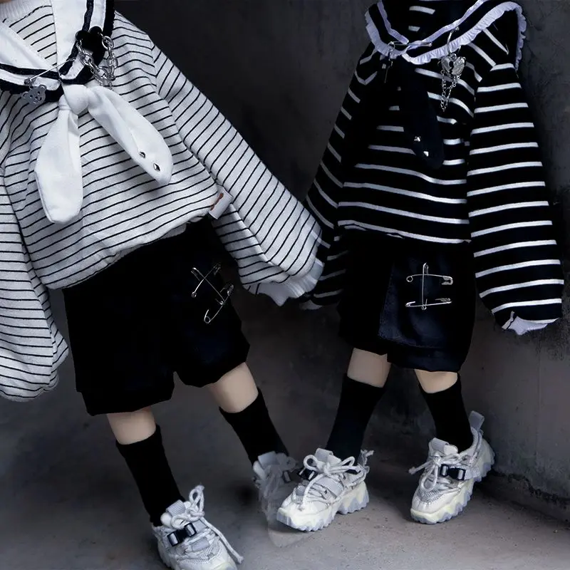 

1/4 1/5 1/6 Doll's Clothes Overalls,Striped T-shirts,Loose Fitting Long Sleeved Set Girl Toys Dress Up Doll Accessories, No Doll