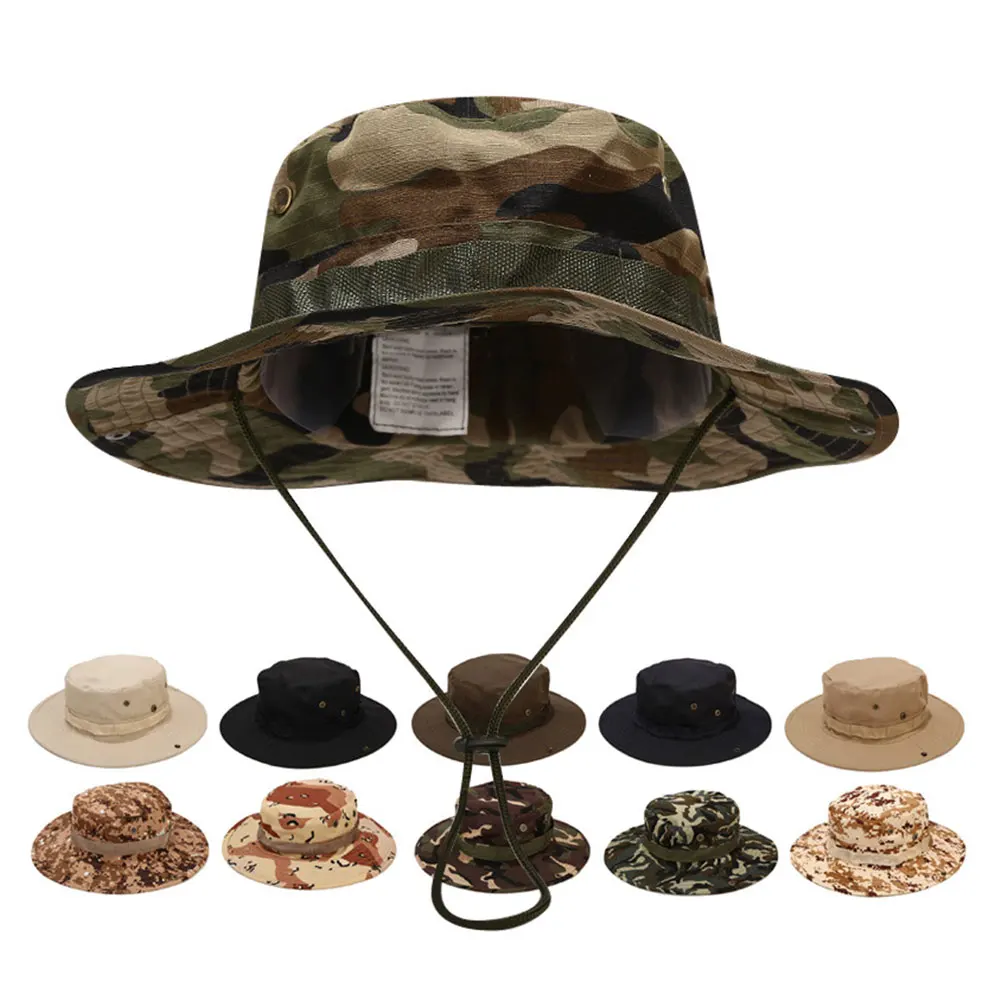 

Camouflage Boonie Men Hat Tactical US Army Bucket Hats Military Multicam Panama Summer Cap Hunting Hiking Outdoor Camo Sun Caps