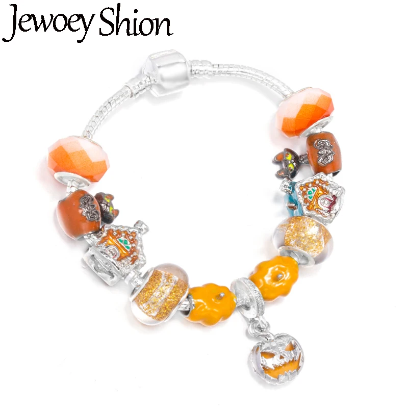 Цепочка с бусинами и подвесками в виде тыквы черного кота печенья сделай сам