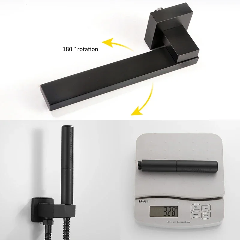 Душевая система с настенным креплением латунная черная кран для ванной комнаты