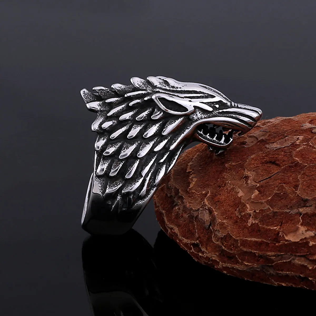 

New Raven Wolf Retro Viking Stainless Steel Ring Nordic Odin Men's Fashion Amulet Ring Teen Punk Biker Party Accessories